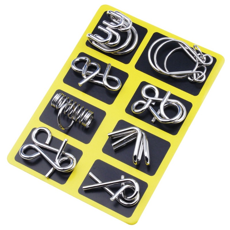 8 Pieces Metal Puzzle Set Clas - Party Games Quiz 评论和价格