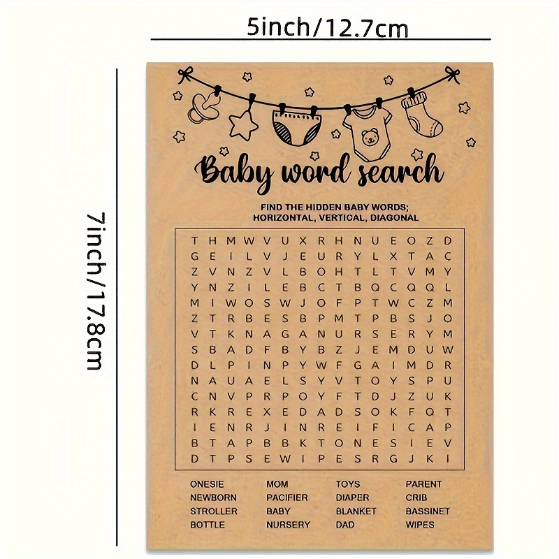 Baby Shower Game, Word Search  - Party Games No Supplies 评论和价格