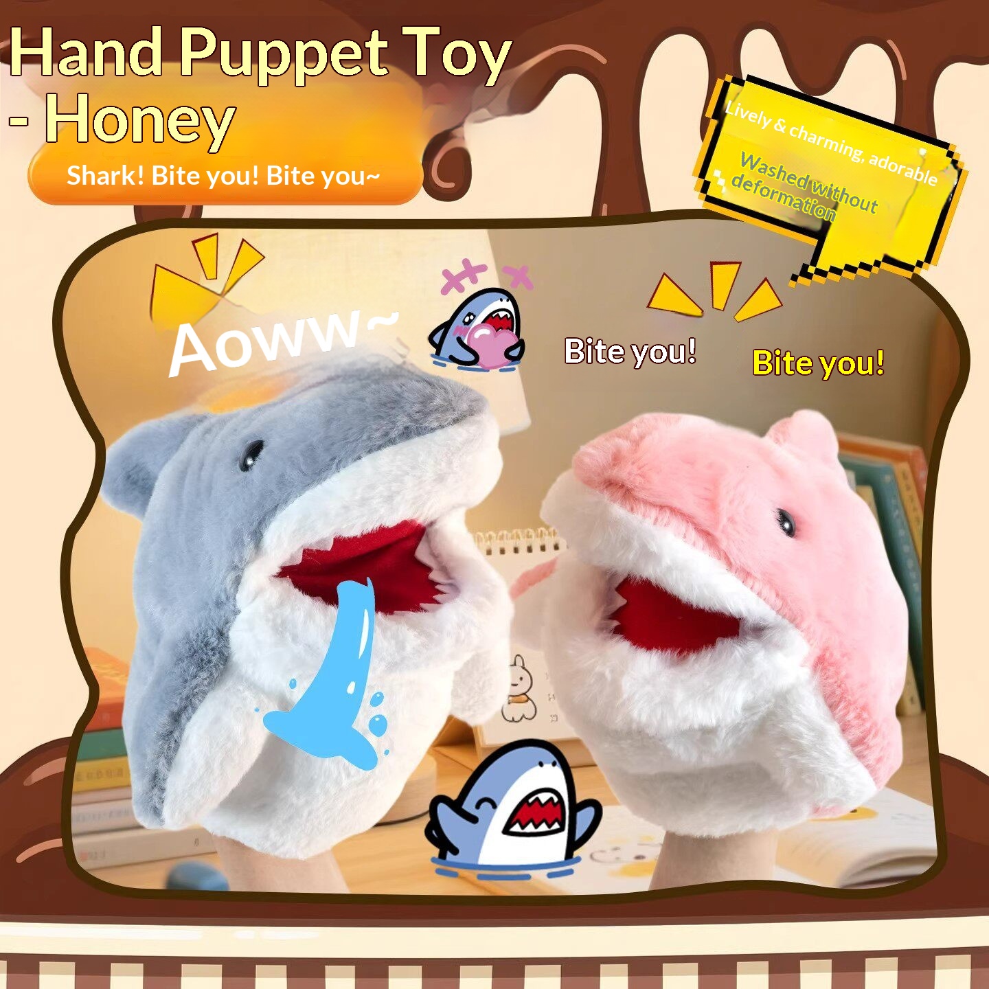 Shark Hand Puppet Plush Shark  - Party Games Children 评论和价格