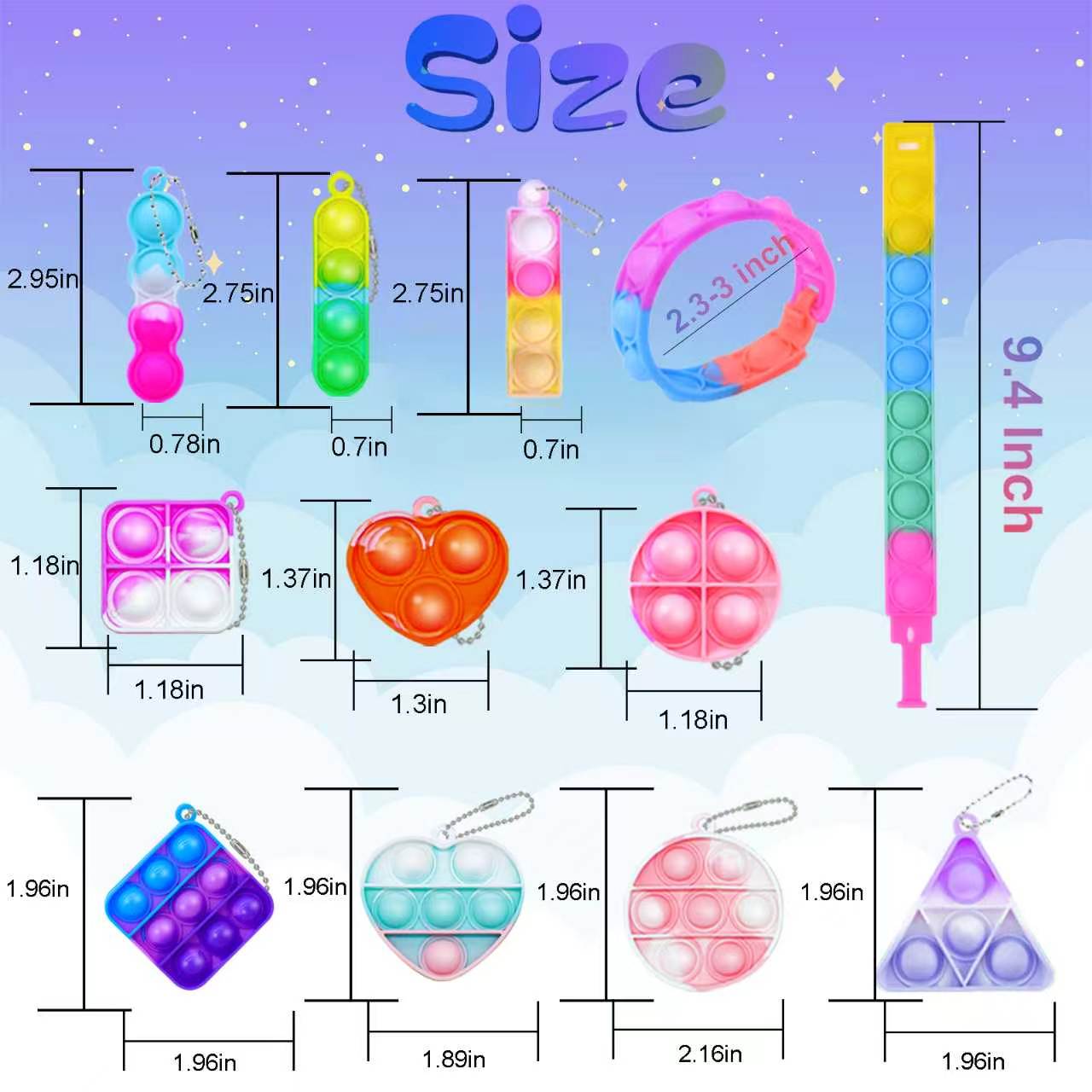 Mini Pop Keychain Fidget Toys  - Party Games Kids Birthday 评论和价格