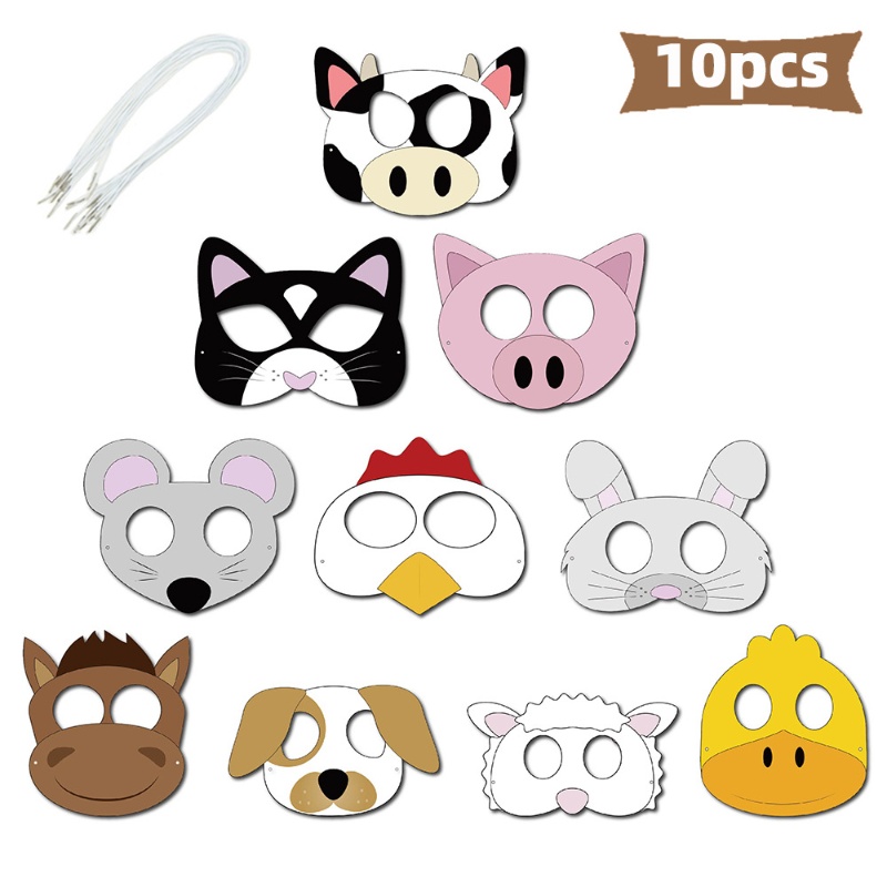 10PCS Farm Theme Cartoon Anima - Party Games No Supplies 评论和价格